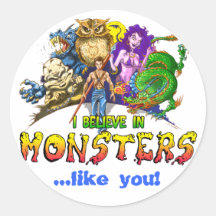 Jag tror i monster,… något liknande dig! rund klistermärke