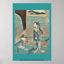 Jakuren Hoshi vid Suzuki, Harunobu Ukiyoe Posters