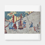 Januari vid Hanabusa, Itcho Ukiyoe Kylskåpsnagnet