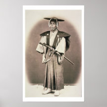 Japansk domstolofficiell eller Samurai, c.1870s (r Print
