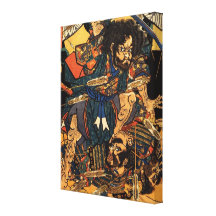 Japansk målning av samuraien som slåss c.1800s kanvastryck
