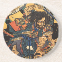 Japansk målning av samuraien som slåss c.1800s underlägg