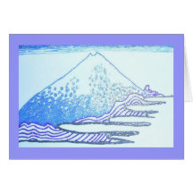 Japansk Mount Fuji teckning Hälsnings Kort