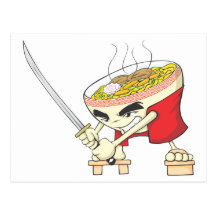 Japansk nudelsoppakämpe med Samuraisvärd Vykort