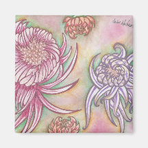 Japanska Chrysanthemums Magnet För Kylskåp
