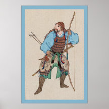 Japanskt tryck för japansk Samurai~-vintage Affisch