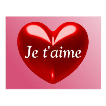JE T'AIME - JAG ÄLSKAR DIG (fransk) vykort
