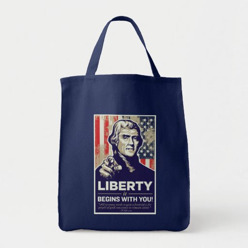 Jefferson som frihet börjar med dig, hänger lös tote bag