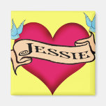 Jessie - beställnings- hjärtatatueringT-tröja & gå Magneter För Kylskåp