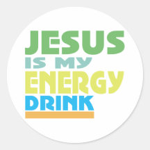 Jesus är min energidrink runda klistermärken