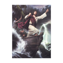 Jesus Kristus som är ledar- av stormen Canvastryck