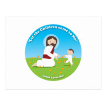Jesus och barn vykort