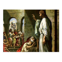 Jesus och manen på bassängen vykort