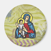 Jesus och Mary gloria som är fast vid christiansto Kylskåpmagneter