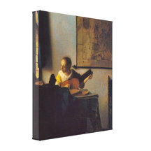 Johannes Vermeer - enligt spelare Sträckt Canvastryck