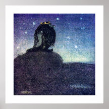 John Bauer kung av trollberg i blått Posters