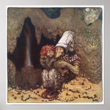 John Bauer - morkärlek - fiska med drag i affische