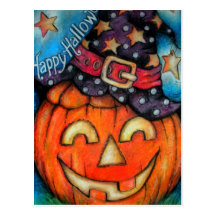 Jolly jack - den Witchy bu - happy halloween Vykort