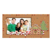 Jolly jul - pepparkakahus fotokort