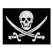 Jolly Roger skalle Vykort