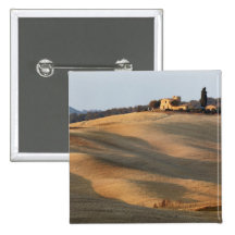 Jordbruks- fält på solnedgången, Val d'Orcia, Tusc Knapp Med Nål
