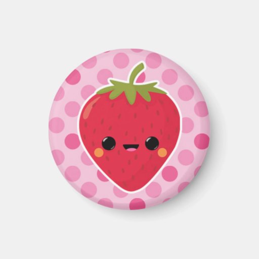 Jordgubbe på rosa polka dots magneter för kylskåp