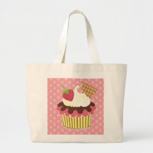 Jordgubben & den piskade kräm- muffinen hänger lös tote bags