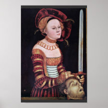 Judith vid Cranach D. Ä. Lucas (bäst kvalitets-) Posters