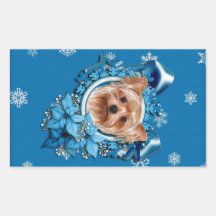 Jul - blåttsnöflingor - Yorkshire Terrier Retangel Klistermärken