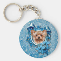 Jul - blåttsnöflingor - Yorkshire Terrier Nyckelringar