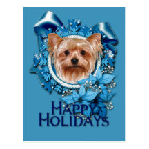 Jul - blåttsnöflingor - Yorkshire Terrier Vykort
