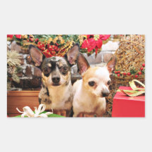 Jul - Chihuahua - Gordy och Pedro Retangel Klistermärke