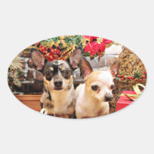 Jul - Chihuahua - Gordy och Pedro Ovala Klistermärken