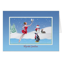 Jul finska, Hyvää Joulua, Ballerina, snö Kort