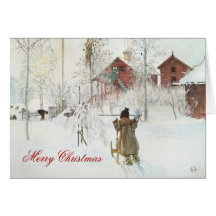 Jul för Carl Larsson skandinavisk vinterhem Hälsningskort