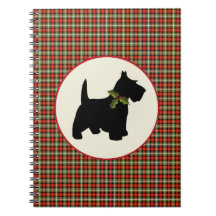 Jul för pläd för Scottiehund Scotch Antecknings Bok