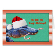 Jul glad helg, alligator, Santa hatt Kort