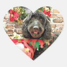 Jul - GoldenDoodle - pärlemorfärg sylt Hjärtklistermärken