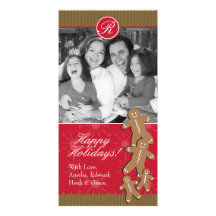 Jul Photocards med pepparkakafamiljen Anpassade Foto Kort