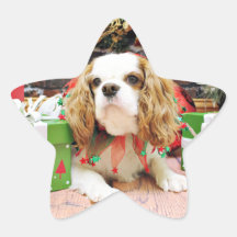 Jul - stolt Spaniel Mei Mei för kung Charles Stjärnformat Klistermärke