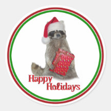 JulbanditRaccoon med gåva Klistermärke