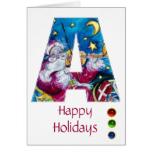 JULEN ETT BREV/INSPIRERADE DEN SANTA MONOGRAMEN HÄLSNINGSKORT