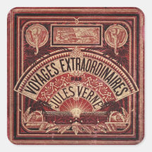 JULES VERNE "RESER EXTRAORDINAIRES" (1878) FYRKANTIGT KLISTERMÄRKE