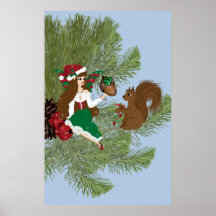 Julfe och ge tryck för ekorregåva posters