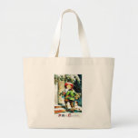 Julhälsning med en pojke som skriver in in i ett h tote bag