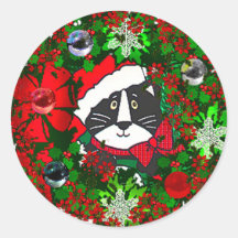 Julkatt Rund Klistermärke