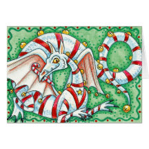 Julkort:  Candy canejuldrake