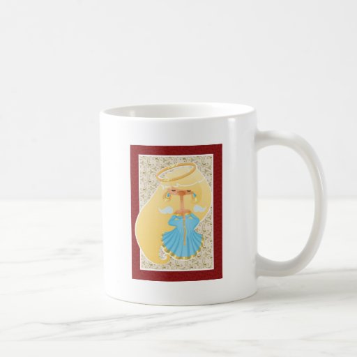 Julkort med blåttängel kaffe kopp