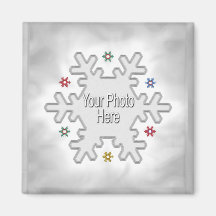 JulSnowflakesilver (fotoramen) Kylskåpsnagnet