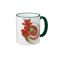 Julstjärnan virvlar runt kaffe muggar